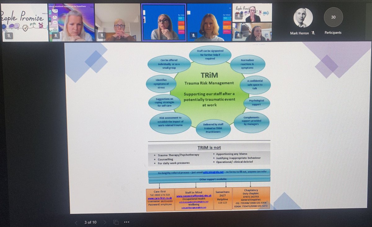 South East Wellbeing Community of Practice focus on Trauma risk management & supporting staff @Kimboorman1 @NHSsoutheast @ESHTNHS @Alisonsmith_99 @hiownhs @FTSU_EKHUFT