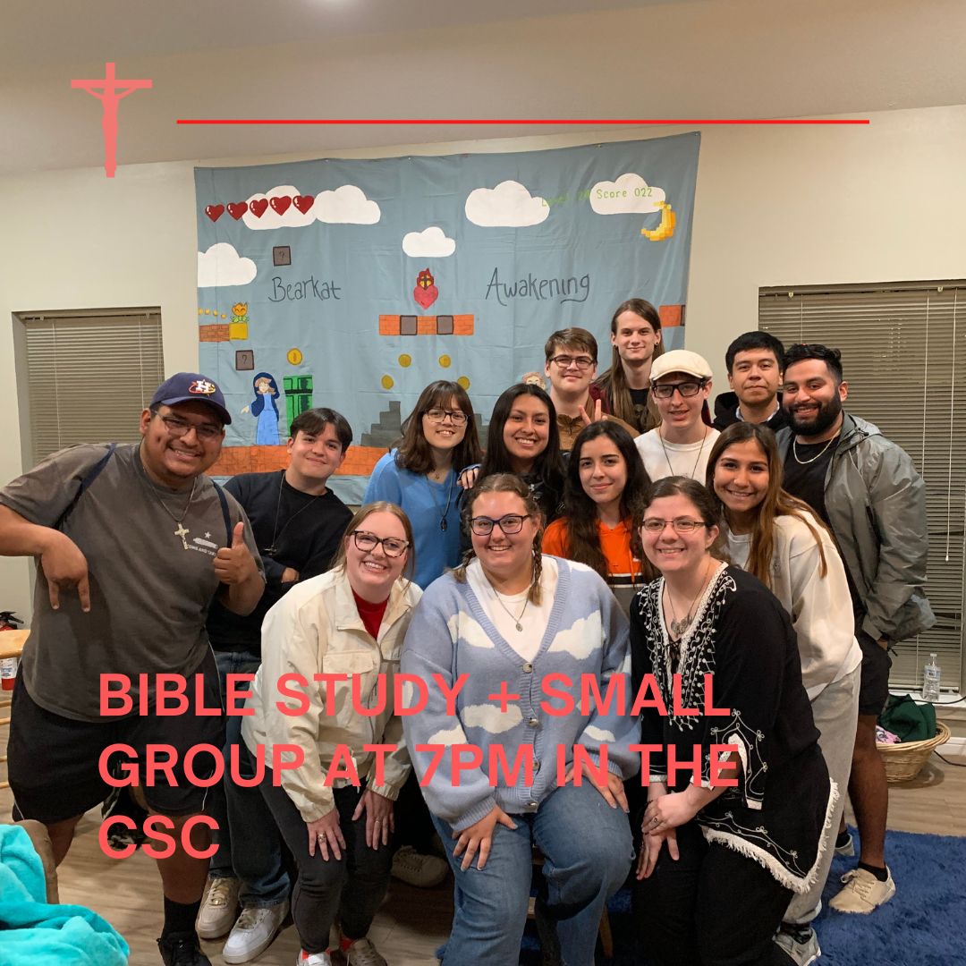 shsu_CSC's tweet photo. Join us tonight for Bible Study then a women's and mens small group at 7pm in the Catholic Students Center. We are open from 10am-9pm today!
ALL ARE WELCOME! https://t.co/QO4sotmBUU