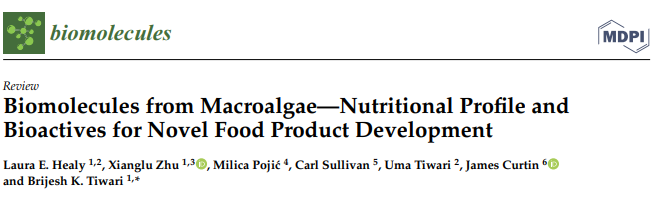 'Biomolecules from Macroalgae—Nutritional Profile and Bioactives for Novel Food Product Development'- new from @healyle, @brijeshktiwari and colleagues in @Biomol_MDPI. Read the full text at mdpi.com/2218-273X/13/2…