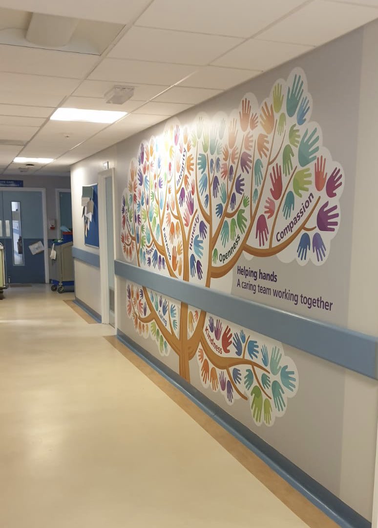 Delighted to have installed three very large panels today in the Critical Care sept at #withybush hospital in #Pembrokeshire - great to work with you all. #hospitalgraphics #designforgood #infographics #usefuldesign