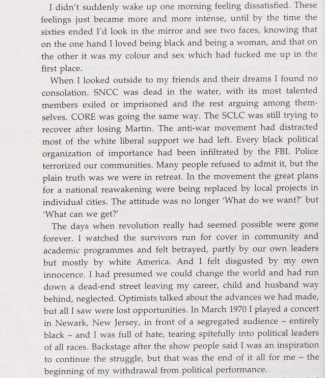 Happy Birthday Nina Simone This passage is from her autobiography, I Put a Spell on You. 