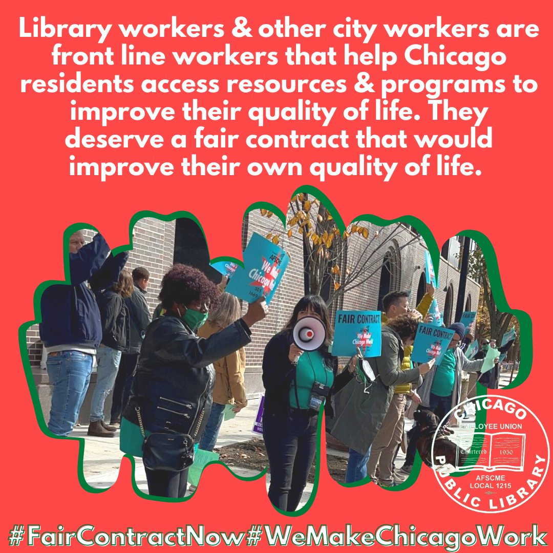 marygendavies's tweet photo. At the height of the pandemic, all other brick &amp; mortars closed...so where did the 80yo patrons and those without internet go when they needed to get social security checks, or update Link cards? We're more than your social safety net, @chicaogsmayor. #FairContractNow https://t.co/BnDMNAlDyE