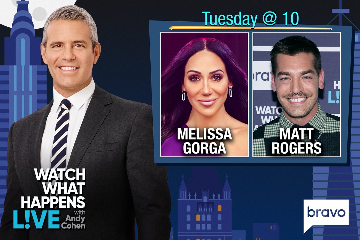 TONIGHT at 10/9c, it's #WWHL with #RHONJ star Melissa Gorga and Matt Rogers! We'll also have a few surprise guests! 😉