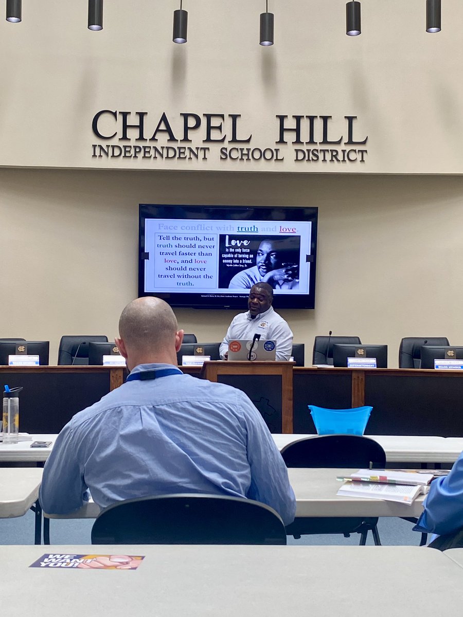 #ChapelHillISD PLC NOTES: 
✔️Face conflict with truth and love. 
✔️Leadership is an action not a position. 
✔️To focusing on the symptoms is ignoring the root of the problem.  
✔️A leader inspires and empowers.