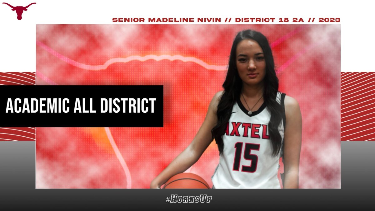 Congratulations to Madeline Nivin for earning 2nd Team and Academic All District this season! #HornsUp #AxtellProud