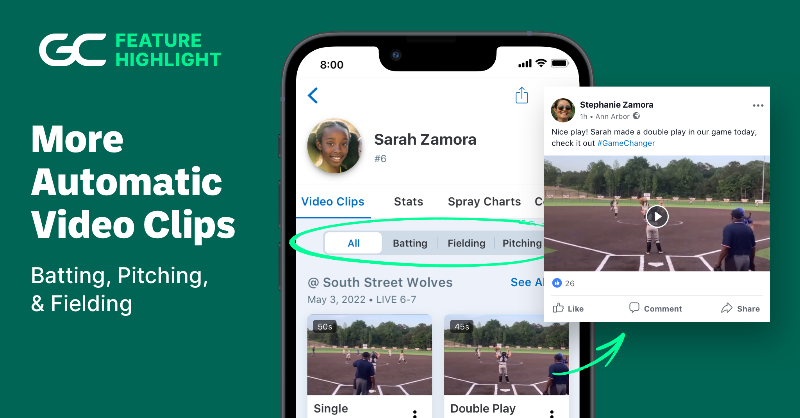 LittleLeague's tweet photo. GameChanger has expanded their capture of automatic clips! Auto clips now include more batting, pitching &amp; fielding highlights. For baseball &amp; softball games that are both streamed &amp; scored on @gcsports, automatic clips will now appear in a player’s profile.