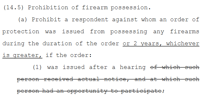 2Aupdates's tweet photo. Bill filed in Illinois that "removes a requirement that the respondent receive actual notice of and an opportunity to participate in a hearing" before their gun rights are revoked for at least 2 years: https://t.co/WAdrXuoths https://t.co/kDo5xvGtAE