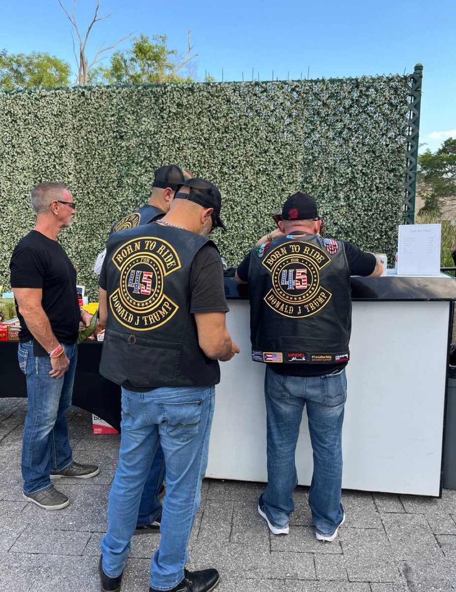 luvshark's tweet photo. I think they need to rethink their jackets unless they are actually riding Trump. Not judging…. Just sayin. https://t.co/4SLzM93IJz