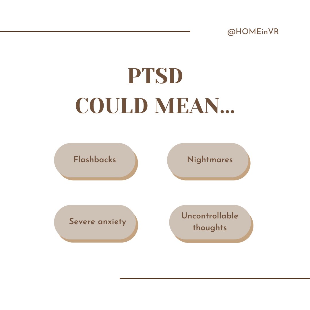 homeinvr's tweet photo. What is Post-Traumatic Stress Disorder? 

PTSD is a mental health condition that's triggered by a traumatizing event, either experiencing it or witnessing it.

To learn more about HOME, click here: https://t.co/NT0kiX0LFa

#MentalHealth #MentalHealthAwareness #VR  #PTSD https://t.co/tkNUEFJRu8