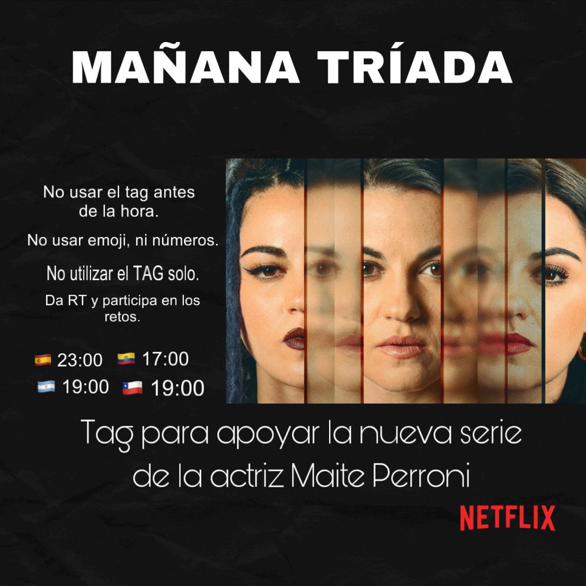 ⚠️ ¡Nos vemos esta tarde a las 19hs 🇦🇷 para apoyar el estreno de Triada! 🙌🏼

<a href="/maiteperroni/">Maite Perroni B.</a> <a href="/CarolinaPalomo/">Carolina Palomo</a>