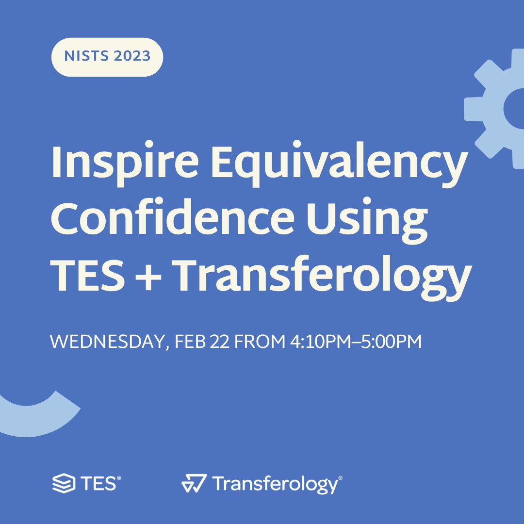 CollegeSource's tweet photo. Attendees of #NISTS2023, join our session this Wed (2/22) to see how easy it is to build, maintain, and publicize EQ information with TES + Transferology. See why millions of students are using Transferology and why institutions say they can’t live without TES! @transfertweet https://t.co/udhLV4Yn7u