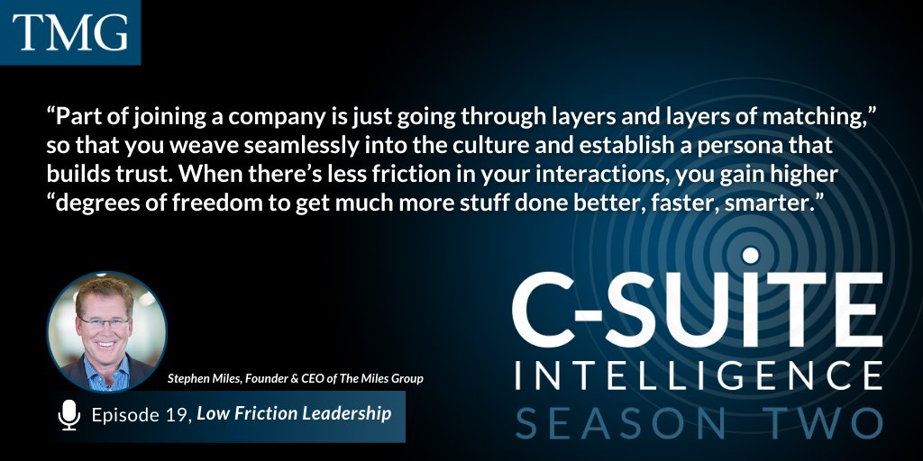One of the most important elements of being a #HighPerformance #HighGrowth exec is reducing behavioral friction to match the culture, team, and leader.
Hear how #LowFriction leaders line up to stakeholders’ preferences & styles on #CSuiteIntelligence pod: apple.co/3YWNbbL