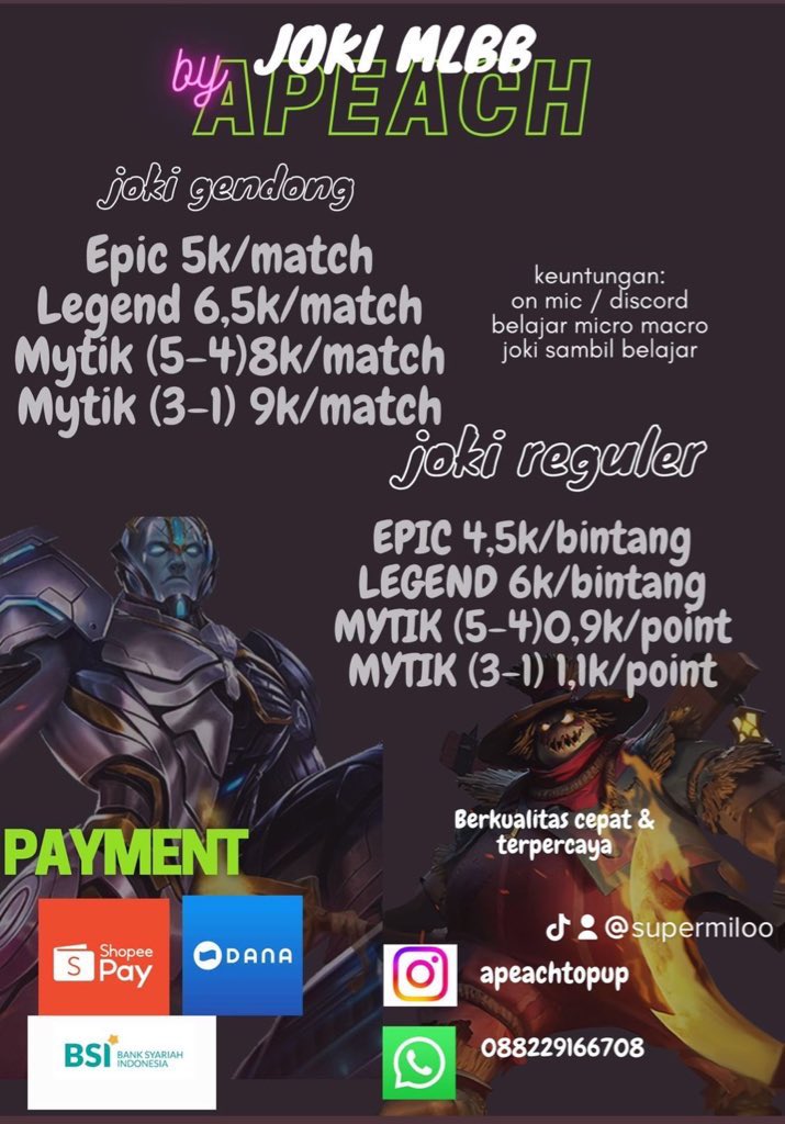 Leirs28's tweet photo. @bbokarih Hi kak joki sini di Apeachstore 
Mari kak bisa dapet 120p(+bonus)
Pastinya aman murah dan terpercaya
Dijamin winstreak https://t.co/dmyjaqRqUF