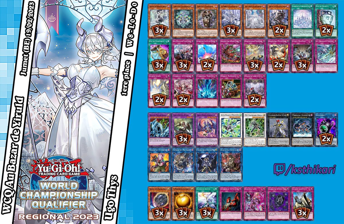 WCQ Jumet, BE (2023-02-19) Top 16 decklists Missing : - 4th (Thibaut  Pirlet, Spright Runick) - 13th (Julien Di Marco, Kashtira) Position 1 to 5 # yugioh #yugiohtcg #kashtira #spright #runick #labrynth #dlink #dino  #swordsoul #wcq