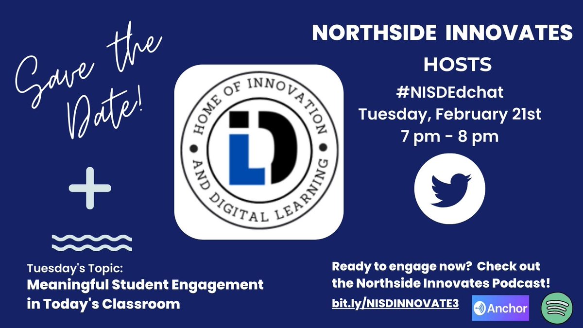 NISDAcadTech's tweet photo. T minus 1 hour until the first #NISDedchat of 2023 begins! Are you ready? Let's do this! https://t.co/ISBU3qdR8t