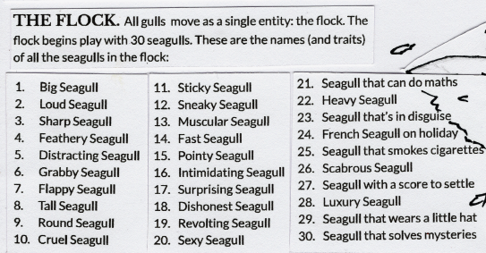gshowitt's tweet image. February's free 1-page RPG is EVERYONE IS SEAGULLS. 

You play thirty seagulls. The main mechanic is communal yelling. 

Patrons get it a week early here: patreon.com/posts/79006873