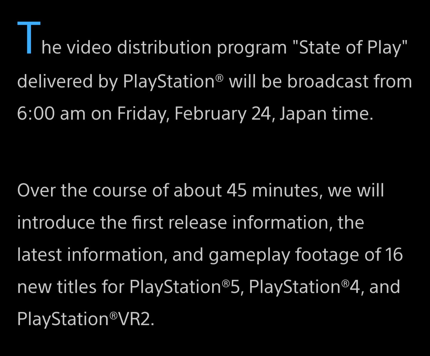 KAMI on X: The State of Play will be about 45 minutes long with a