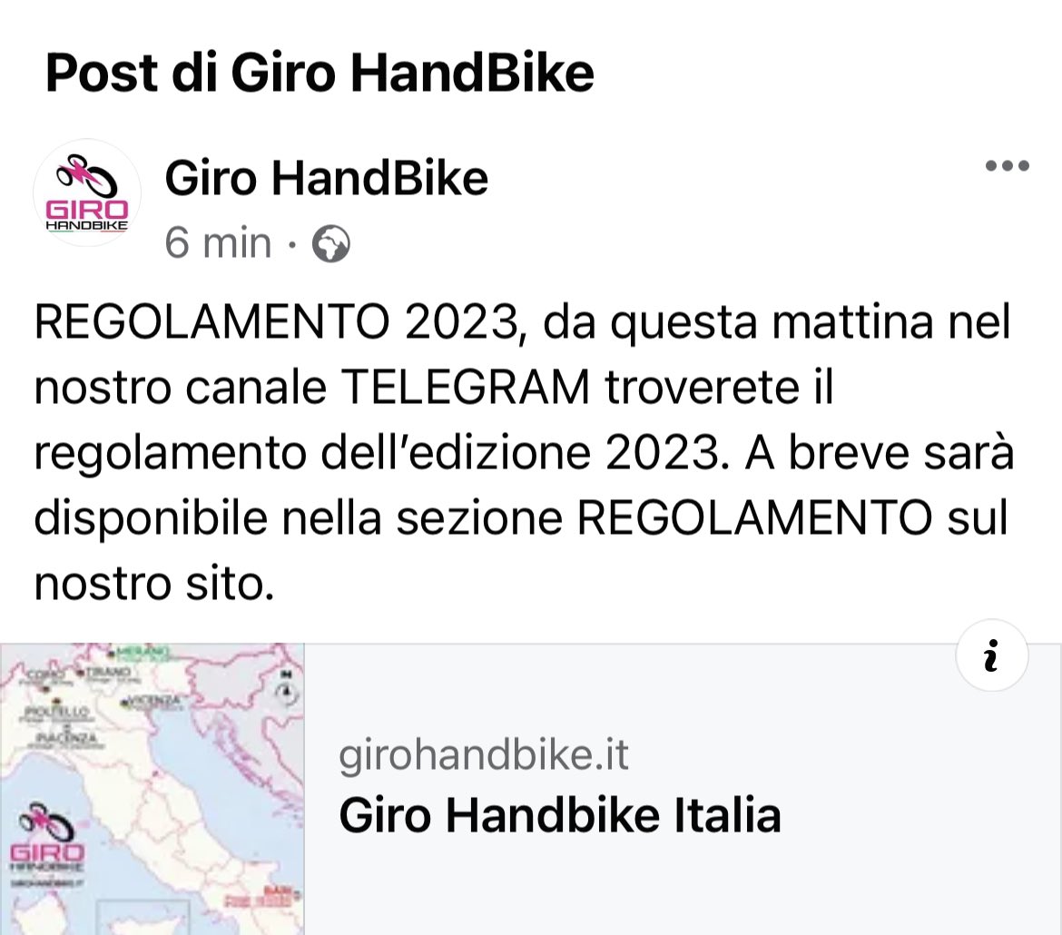 GiroHandbike's tweet photo. In anteprima sul canale TELEGRAM https://t.co/NIsu9peOrc
