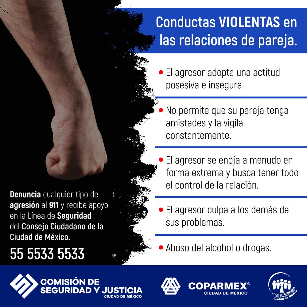 🚫 Bajo ninguna circunstancia debes permitir que tu relación de pareja se base en la violencia. Denuncia a tu agresor y recibe apoyo del <a href="/elconsejomx/">Consejo Ciudadano Mx</a>.  #seguridad #seguridadyjusticia