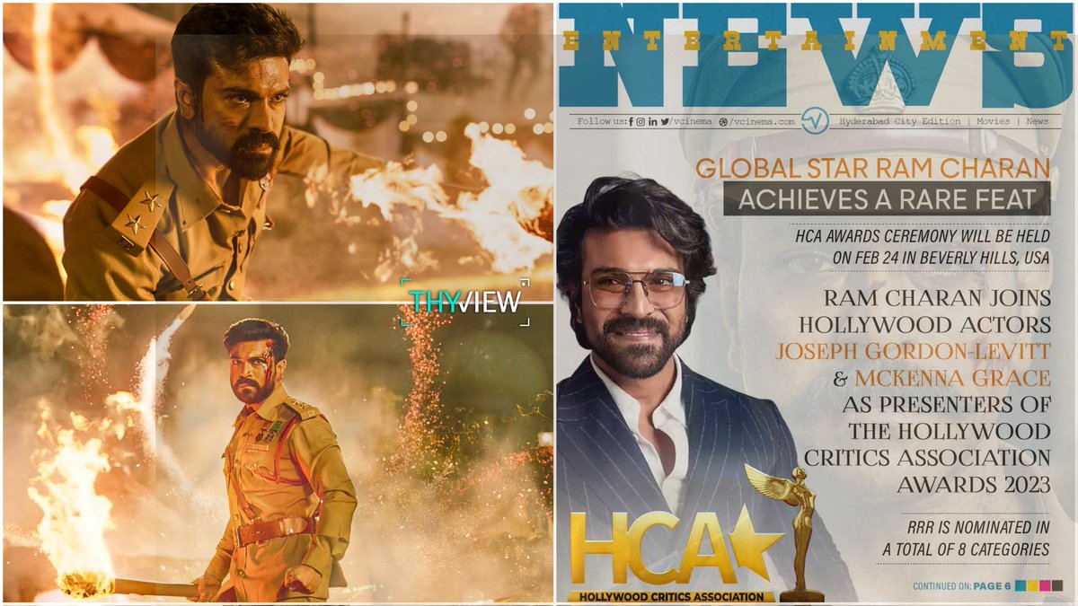 SheikhGows's tweet photo. #RamCharan joins the list of famed Hollywood Presenters of the Hollywood Critics Association - (HCA) Awards 2023. 

He's the only Indian Actor named in this list 🔥🔥🔥🔥

@HCAcritics @AlwaysRamCharan 
#RamCharan #HCA #RRRMovie https://t.co/aj6mh78PG4