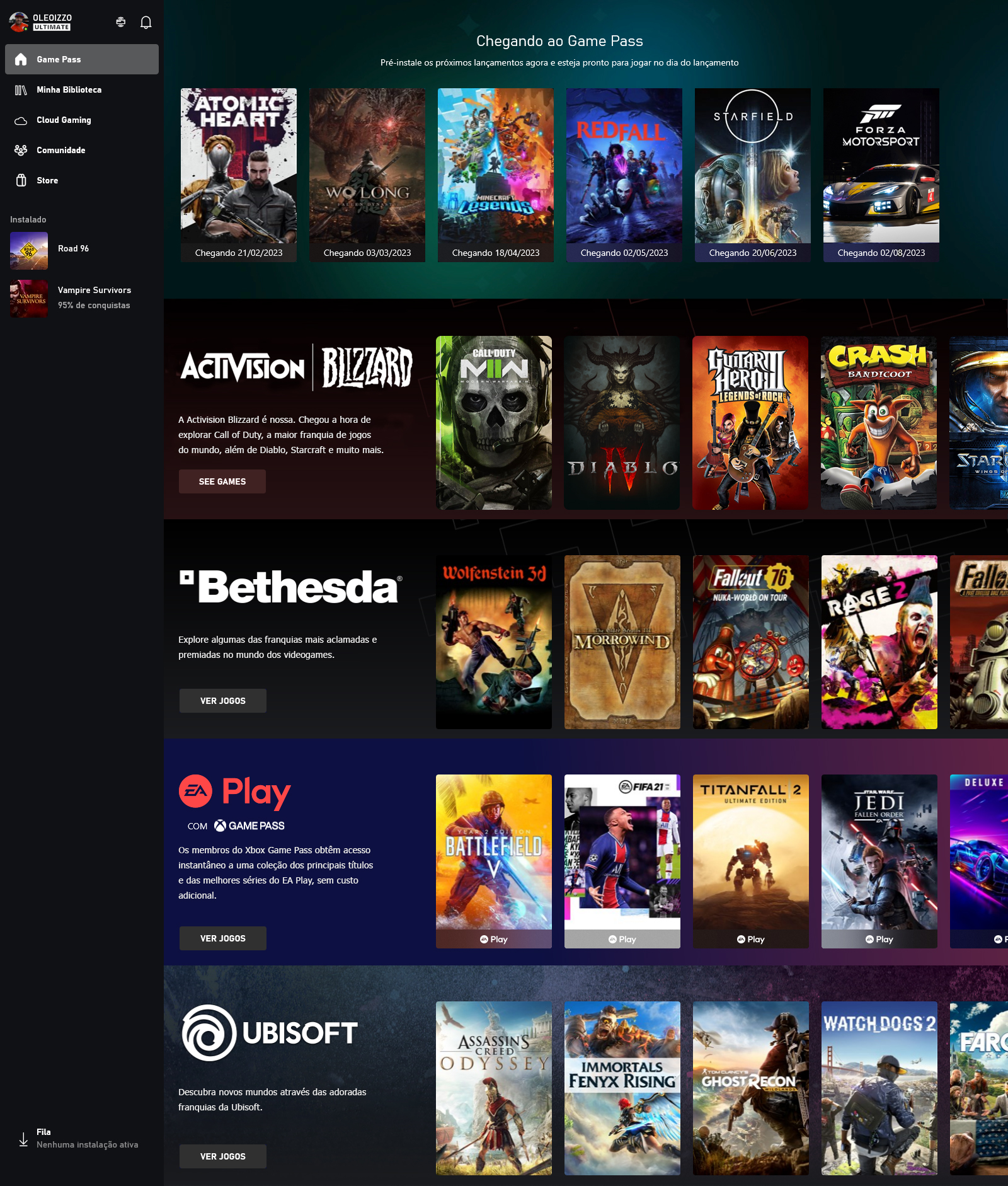 Biblioteca de jogos do Xbox Game Pass