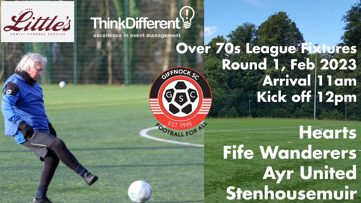 A new chapter tomorrow for <a href="/Giffnock_SC/">Giffnock SC</a>  with the o70s taking centre stage for the 1st time at Toryglen in the Walking Football Premiership. Our 'youngest' squad members were born in 1953,our oldest were born in the forties! 
Get Fit | Get Social | Get Football 
<a href="/WalkingFootScot/">Walking Football Scotland 👣⚽️</a>