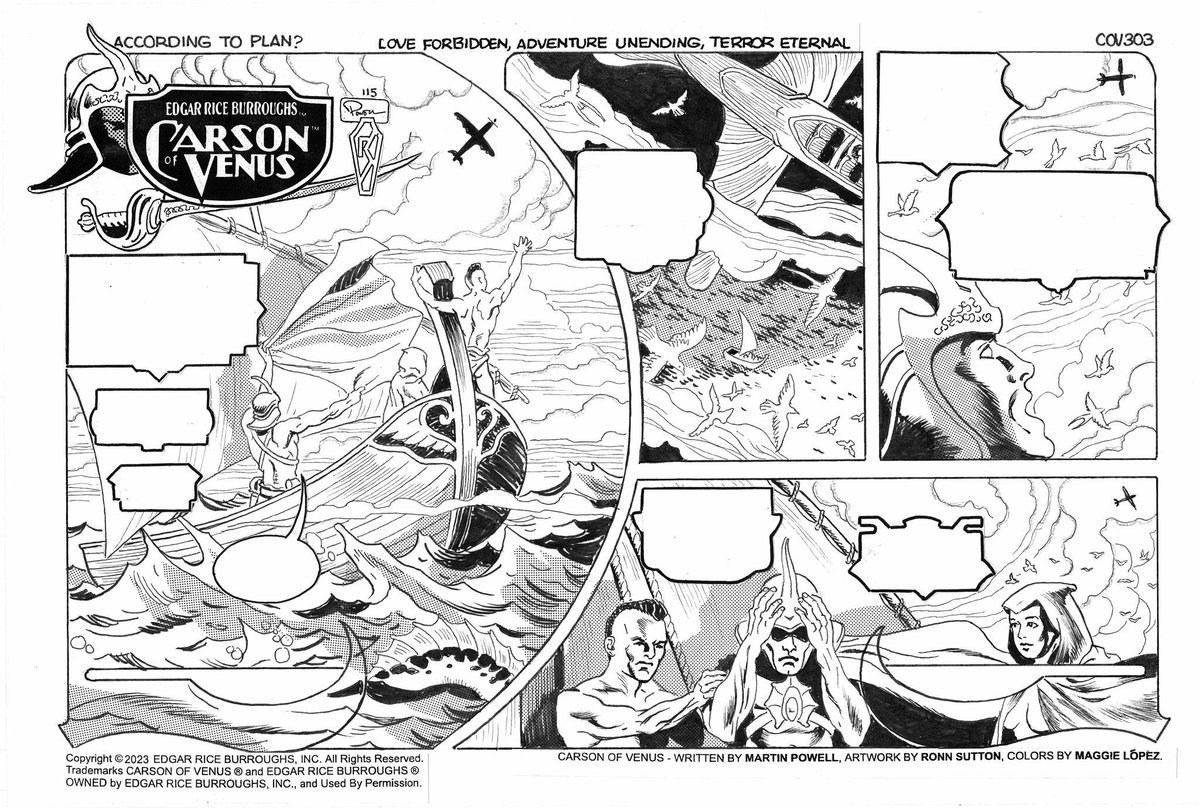 "According to Plan?"
Episode 302 of #ERB, Inc.'s #CARSONofVENUS™ webcomic, now LIVE!
Adapted from Edgar Rice Burroughs' original Venus novels
Script: @MartinPowell221; art: Ronn Sutton; colors: 
<a href="/PY_M1306/">Makki</a>
 Preview plus roughs, pencils, and inks
#Amtor edgarriceburroughs.com/comics/