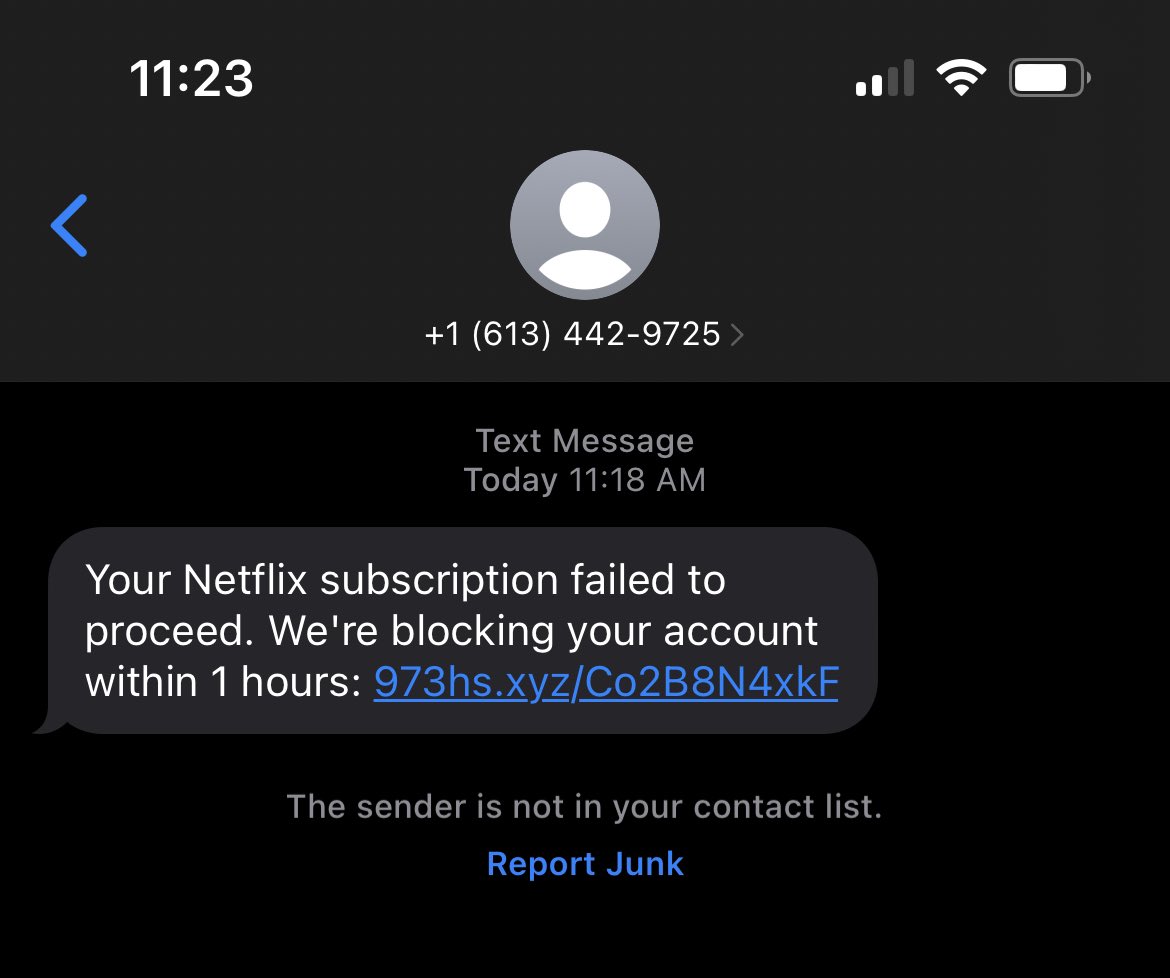 drzedwordhunter's tweet photo. That’s funny, because I canceled @netflix in November. Stupid spammers. https://t.co/M7l1SeKY0R