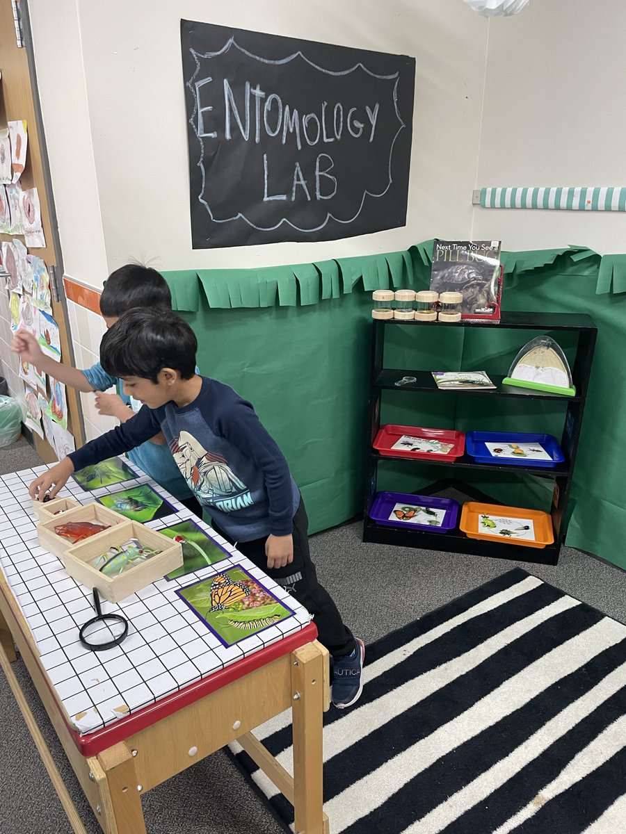 These little Entomologists are having a blast at their dramatic play! We added some challenge to dive deeper into our bug research by exploring <a href="/pebble_go/">PébbleGo</a> ! Can’t wait to see all their evidences of learning!! <a href="/TarvinES/">Tarvin ES</a> #purposefulplay #inquiry #nonfictionwriting