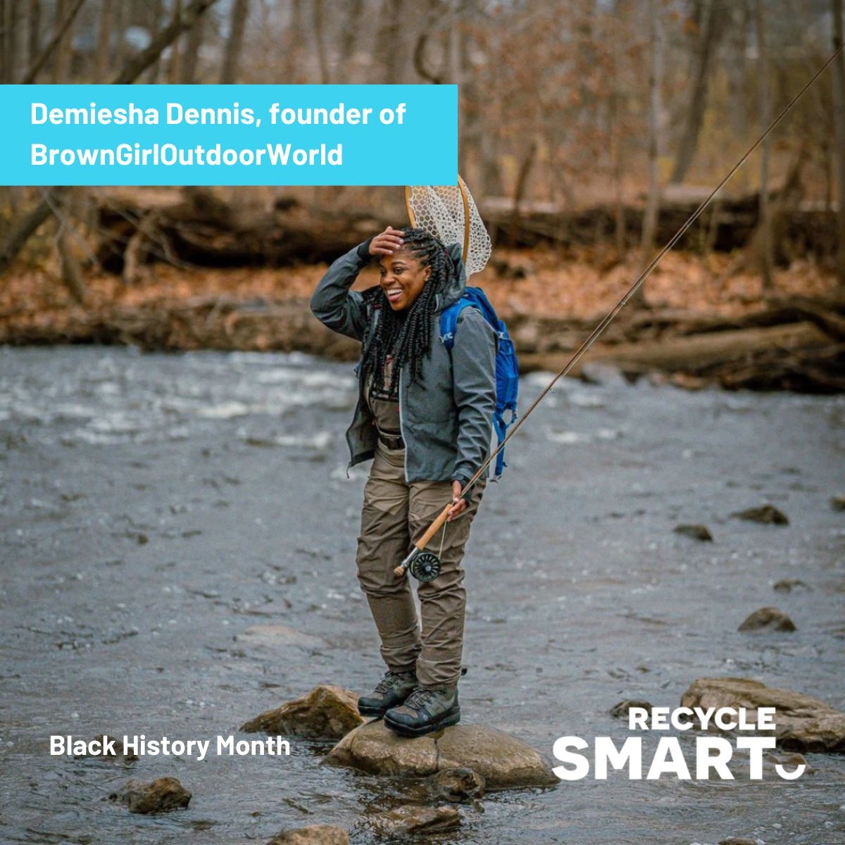 We're highlighting <a href="/OutdoorBrown/">Brown Girl Outdoor World</a> in honour of Black History Month! Demiesha is the founder + director of #BGOW and is actively changing the narrative through adventure 🧗‍♀️

At Recycle Smart, our DEI committee works hard to provide company-wide training, volunteer opps, and more.
