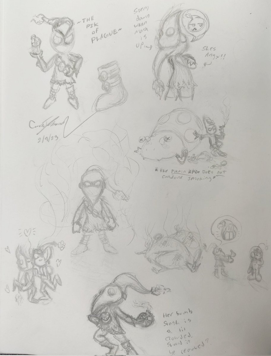 HEY GUYS I hope you enjoy all the recent updates, I have been very hard at work! Here is another (more finalized) concept page of Amanita, the white Pikmin party member you get in the #PikminRPG! (Made by me - <a href="/megabbones/">MegaBbones RookWare🦎 COMMS OPEN👨‍🎨</a>)