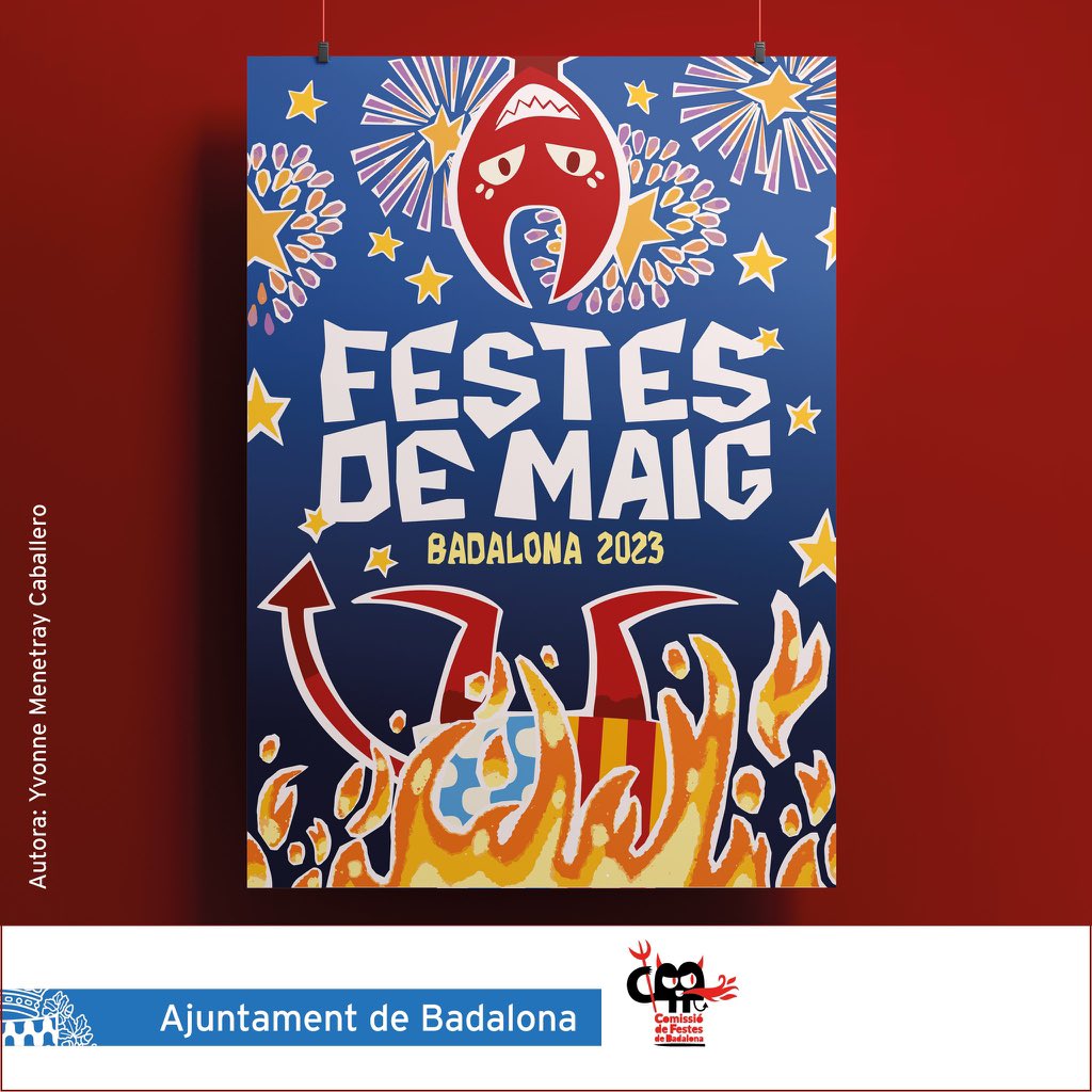 Totbadalona's tweet photo. 🔴😈Aquest és el cartell de les Festes de Maig 2023. El dimoni és el protagonista del cartell d’enguany. 

L’autora és l'Yvonne Menetray, estudiant de l'Escola d'Art i Superior de Disseny Pau Gargallo de #Badalona https://t.co/v1CuN0H4Rm