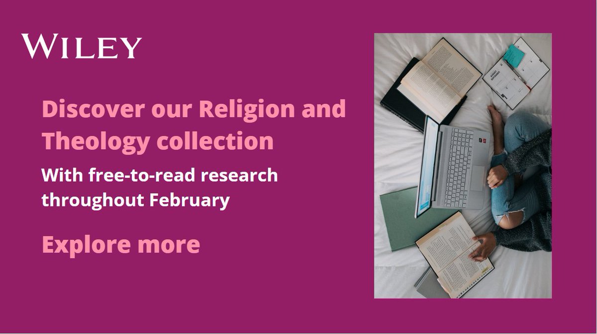 Discover our Religion and Theology collection. With free-to-read research throughout February. Explore more. Photo: A person sits cross-legged on their bed with their laptop in front of them and books and notebooks around them. They are wearing blue jeans and a dark grey sweater.