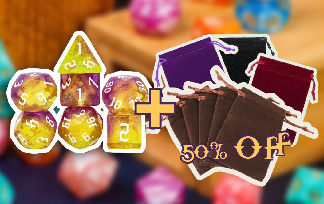 NerdCastle's tweet photo. 50% Reducere la saculeti, cu orice set de zaruri cumparat!
https://t.co/AgGA1Ay3Jc

#DungeonsAndDragons  #DnD #NerdCastle #NerdCastleStore #TTRPG #TableTop #Nerd #Store #bag #saculet #zaruri #dicebag #dice https://t.co/WYDnyNyDqK