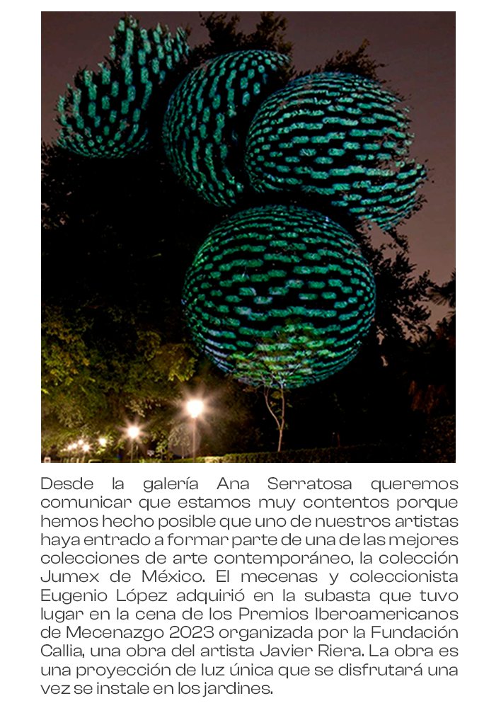 👏👏
#ArteContemporaneo #AnaSerratosa #ColecciónJumex #México #PremiosIberoamericanosMecenazgo #FundaciónCallia #JavierRiera