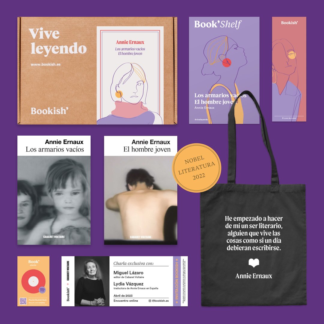 Bookish_es's tweet photo. ¿Qué contiene la Caja Especial Annie Ernaux? 😍 (2/3)
- Su nuevo libro El hombre joven
- Su primer libro Los armarios vacíos
- Un marcapáginas dedicado
- Tote Bag
- Guía de lectura
- Ilustración sorpresa
- Una playlist personalizada
 Reserva la tuya 💜👉 https://t.co/uZwbtZ9wK6 https://t.co/ox6NjM2Luk
