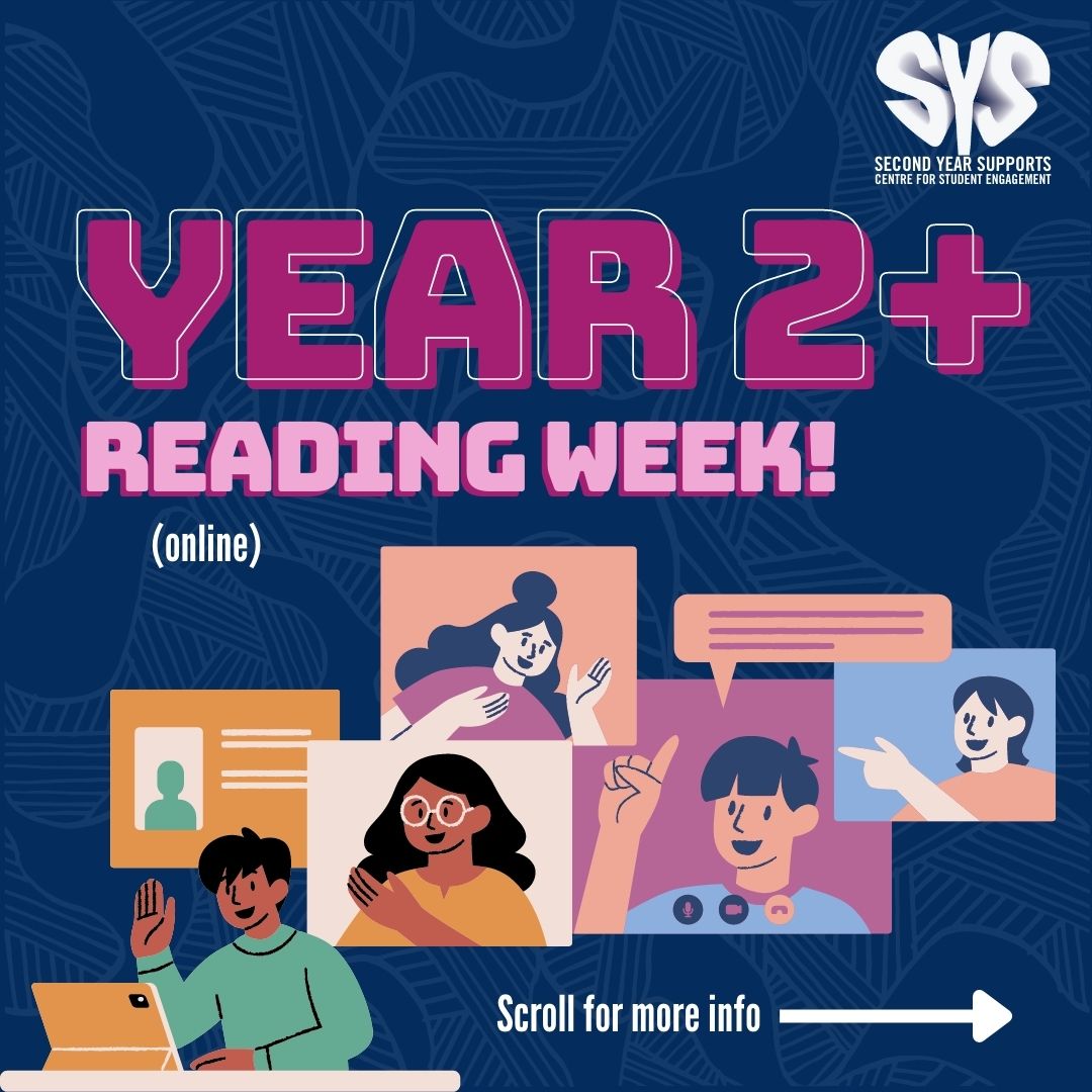 utm_engage's tweet image. Hi Second Years! The SYS Team will be hosting online workshops throughout Reading Week for CCR. Sign up with the link in our bio or on the Second Year Supports website!