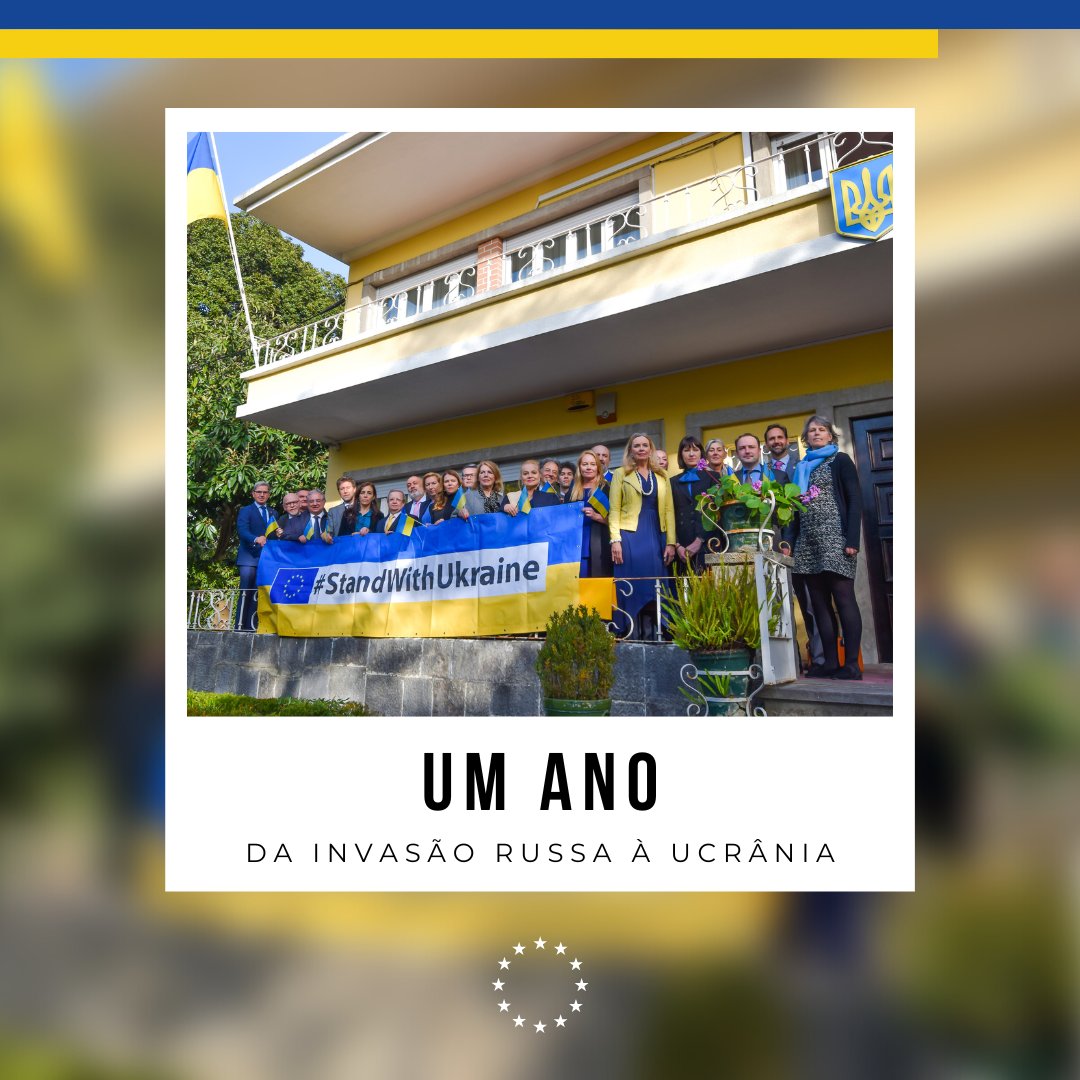 Comissão Europeia em Portugal (@ce_ptrep) on Twitter photo Em Solidariedade e União, o Corpo Diplomático da UE 🇪🇺 em Portugal e a Embaixada da Ucrânia 🇺🇦 homenageiam a coragem e resiliência do povo ucraniano um ano após a invasão da Rússia à Ucrânia.
#JuntosMaisFortes #StankWithUkraine
<a href="/UKRinPRT/">UKR Embassy in PRT</a> Em Solidariedade e União, o Corpo Diplomático da UE 🇪🇺 em Portugal e a Embaixada da Ucrânia 🇺🇦 homenageiam a coragem e resiliência do povo ucraniano um ano após a invasão da Rússia à Ucrânia.
#JuntosMaisFortes #StankWithUkraine
<a href="/UKRinPRT/">UKR Embassy in PRT</a>