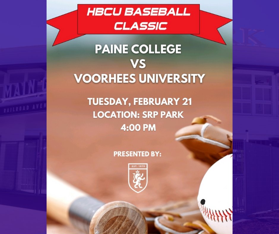 PaineCollege82's tweet photo. Don't forget to show your support for the @PaineAthletics Lions today at SRP Park.
Students can pick up their ticket from Athletics with a valid Paine ID.
There are 4pm and 7pm game times!
Feel the Paine!
#hbcu #playball #RestoreTheRoar #GrowingPAINE https://t.co/Y9wm0SV2n6