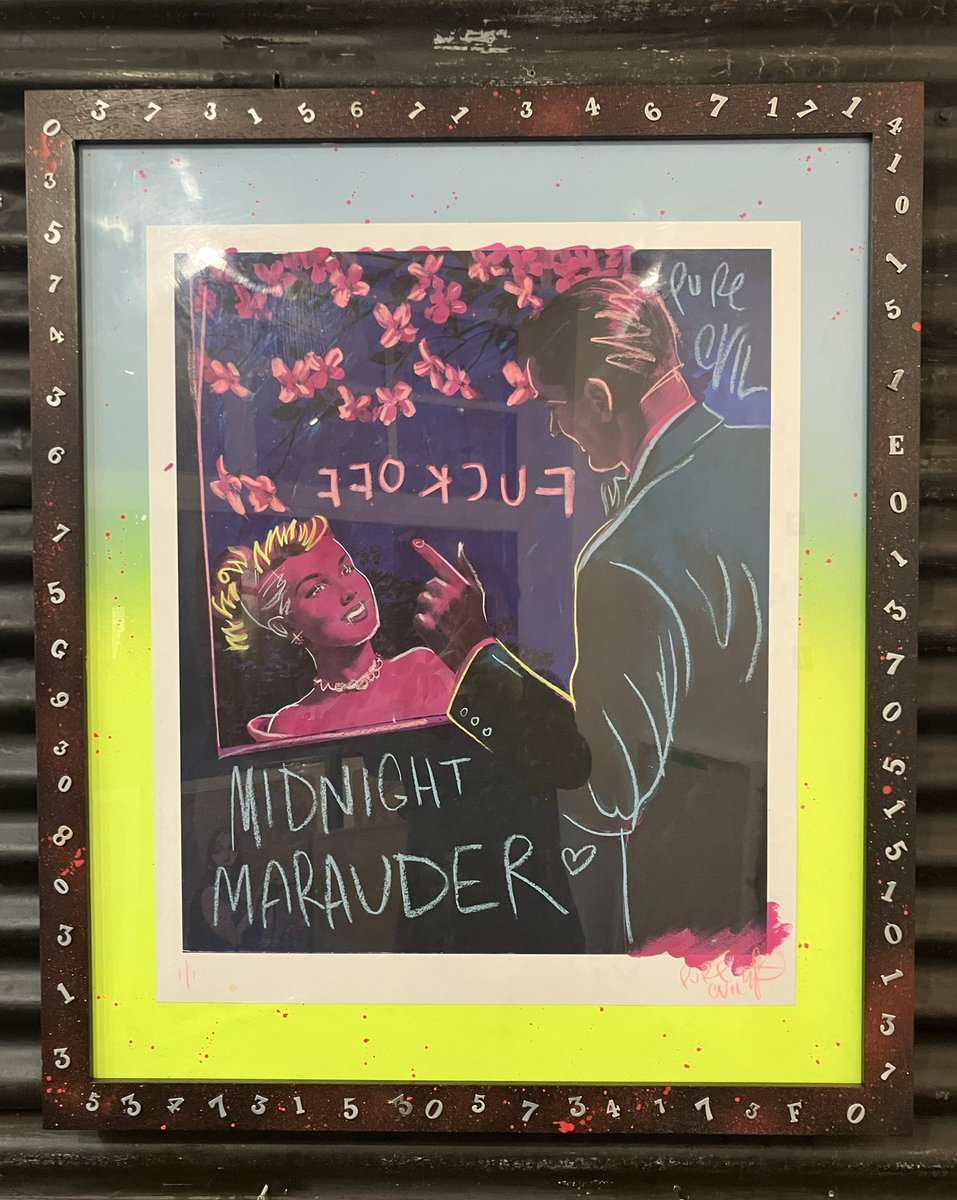 pureevilgallery's tweet photo. Midnight Marauder in a handfinished frame with retro police collar numbers - #framed #midnightmarauder #purelockdown #StreetArt #graffiti #handfinsihed #fuckoff #art #gallery https://t.co/kB1CzHYBpY https://t.co/RZjczh8cOQ