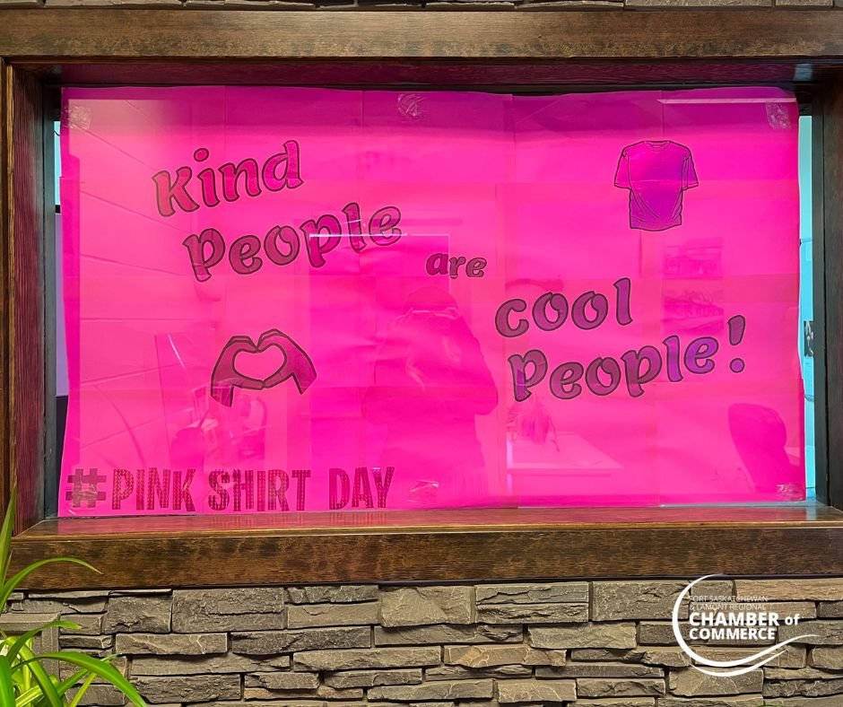 This February, the Chamber of Commerce painted our office pink in support of <a href="/FortSaskBGC/">BGC Fort Saskatchewan</a>  and #PinkShirtDay! We are proud to be a part of a community that values kindness, empathy, and understanding! 💗