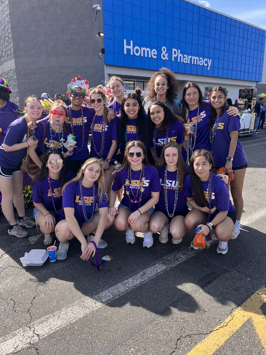 LSUSathletics's tweet photo. Happy Fat Tuesday! Thank you to Walmart on Bert Kouns for allowing us to be a part of the festivities! https://t.co/mGjs3DsnV0
