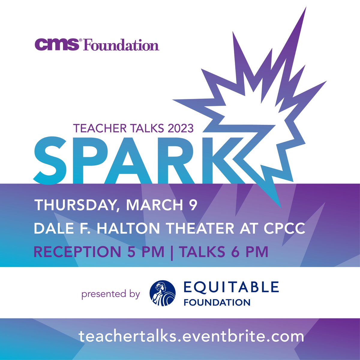 It’s our favorite time of the year 😊 Join us on 3/9 for Teacher Talks 2023: SPARK! Five new <a href="/CharMeckSchools/">Charlotte-Mecklenburg Schools</a> voices will take the stage to share powerful messages with our community. Come ready to be inspired! Tickets available >> teachertalks.eventbrite.com