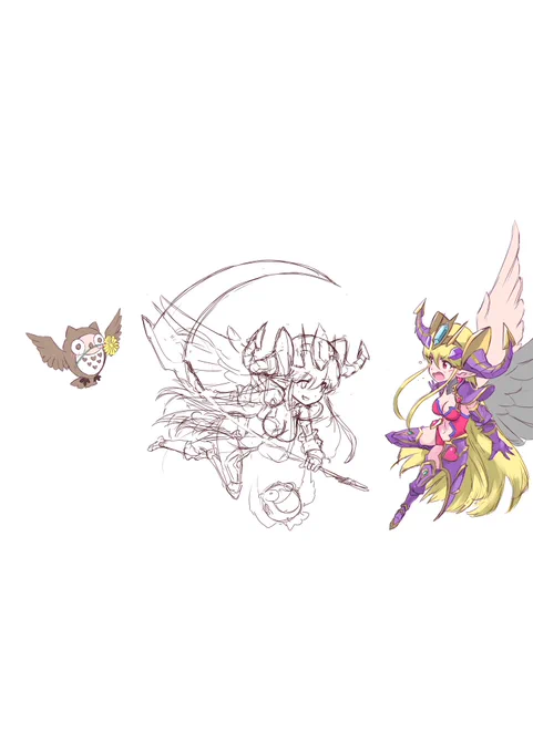 あんまり黙ってるのも何なので、パズドラ11周年記念絵のしんちょくを…(⌒-⌒; )構図の都合上ボツにしたポーズと決定稿のリリスたん早くガンダムコラボやりたいなぁー 