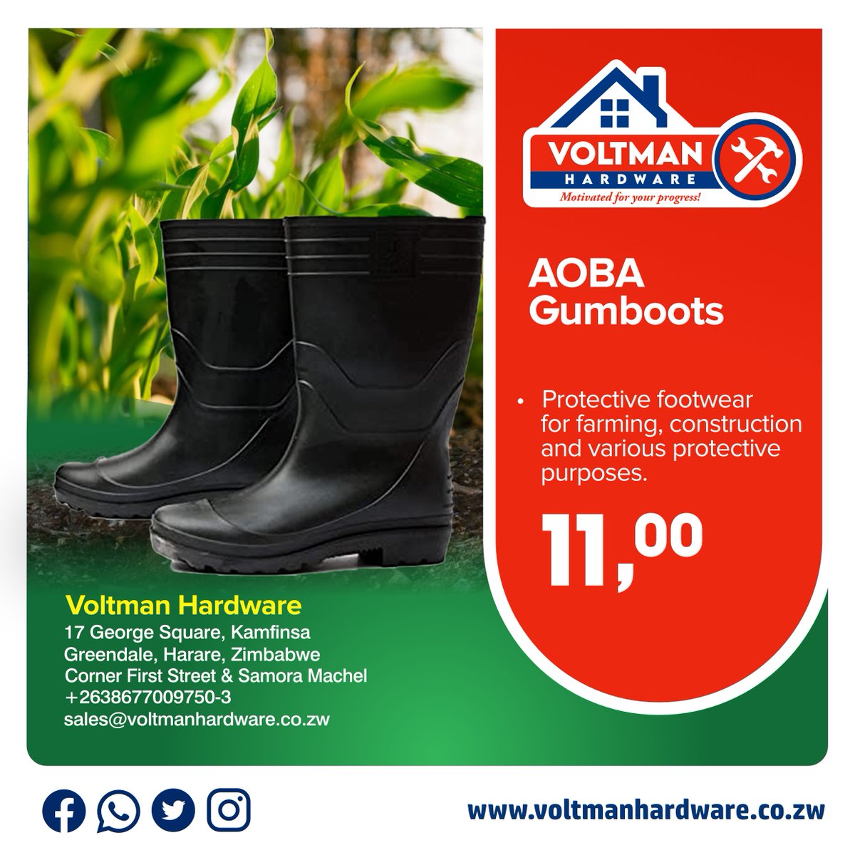 VoltmanHardware's tweet photo. We make safety a priority at Voltman Hardware, why don't you too?. Get the AOBA Gumboots for your construction, garden or farm work. Available for you at Voltman Hardware.
#VoltmanHardware
#DIYGiant
#Hardware https://t.co/N8gxZtcdIJ