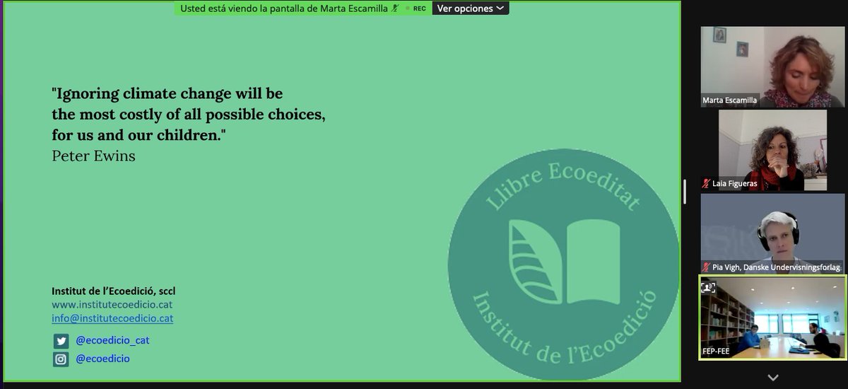 ecoedicio_cat's tweet photo. Today our colleague @MEscamilla_eco talking about #ecopublishing at #Sustainibility Working Group from Federation of European Publishers #bigchangesarecoming https://t.co/v5bFyiTKtJ