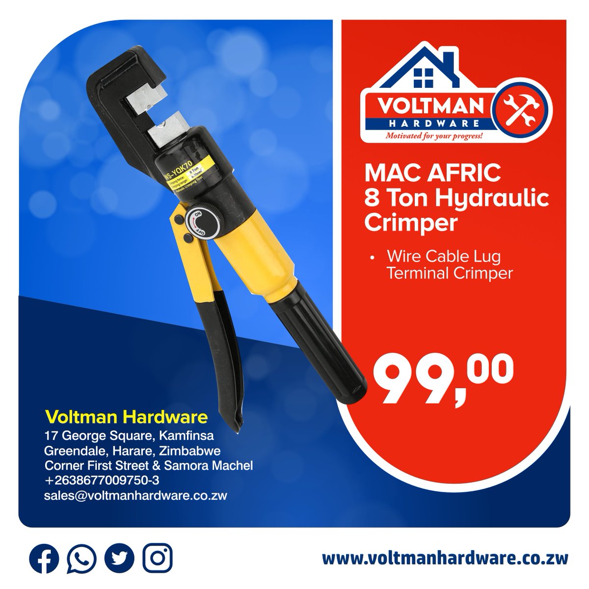 VoltmanHardware's tweet photo. The hydraulic crimping tool is a professional plier that is used for the crimping of various metals such as copper, aluminium, cable wiring, butt connectors and terminal connectors. Purchase yours at Voltman Hardware!!!.
#VoltmanHardware
#DIYGiant
#Hardware https://t.co/ct5zAdhBaO