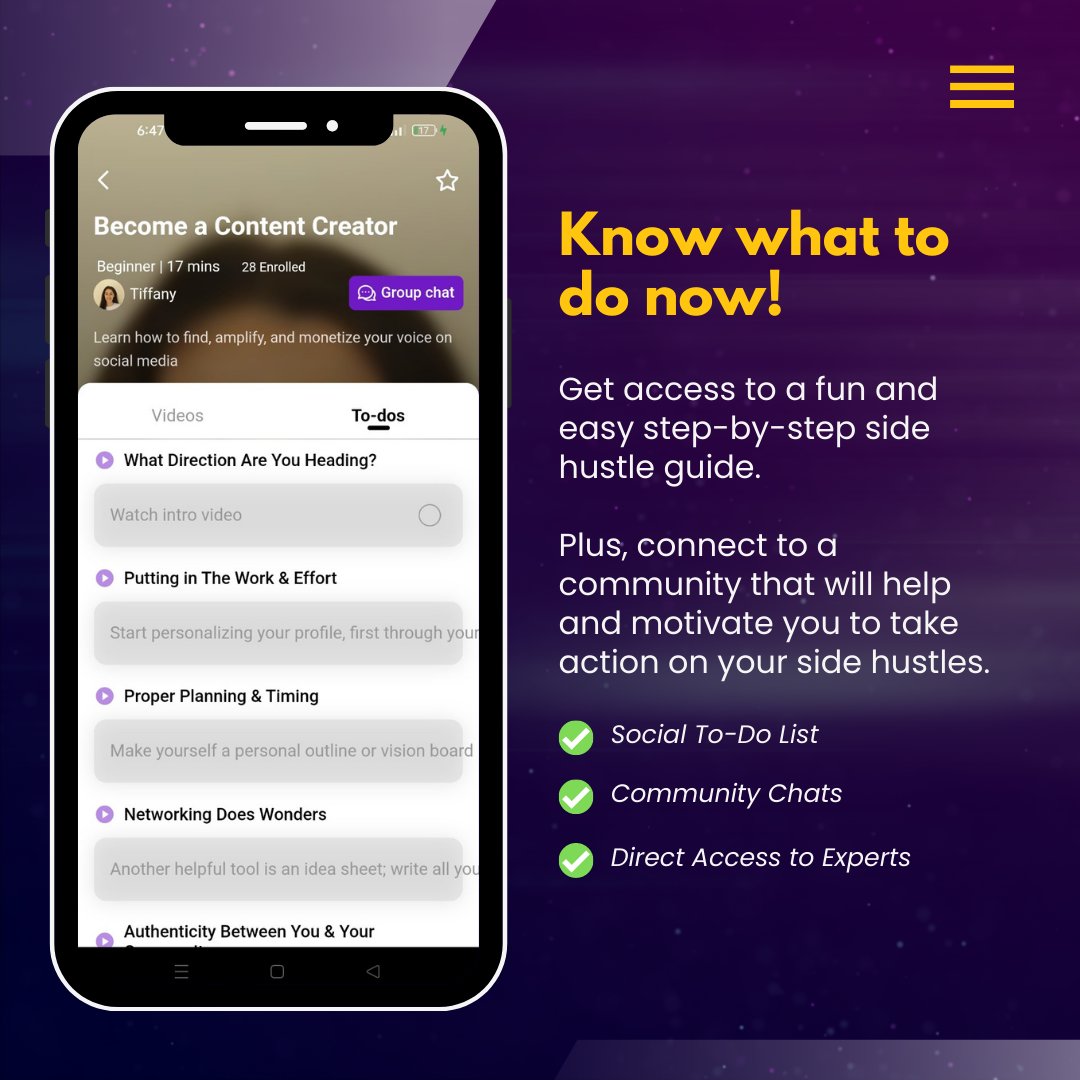 JoinFud's tweet photo. 📈 Ready to level up your income? Introducing #Hustles.

Hustles are all about learning, earning, and growing together.

Say goodbye to dull courses and hello to a fun and easy step-by-step system that will help you start making money on the side.

#JoinFud #SideHustles https://t.co/rxxc5nCpWR