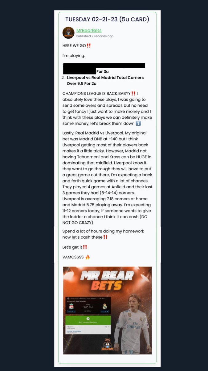 KG 🖤 on Twitter "RT MrBearBets HERE WE GO‼️ Liverpool vs Real Madrid Total Corners Over 9.5