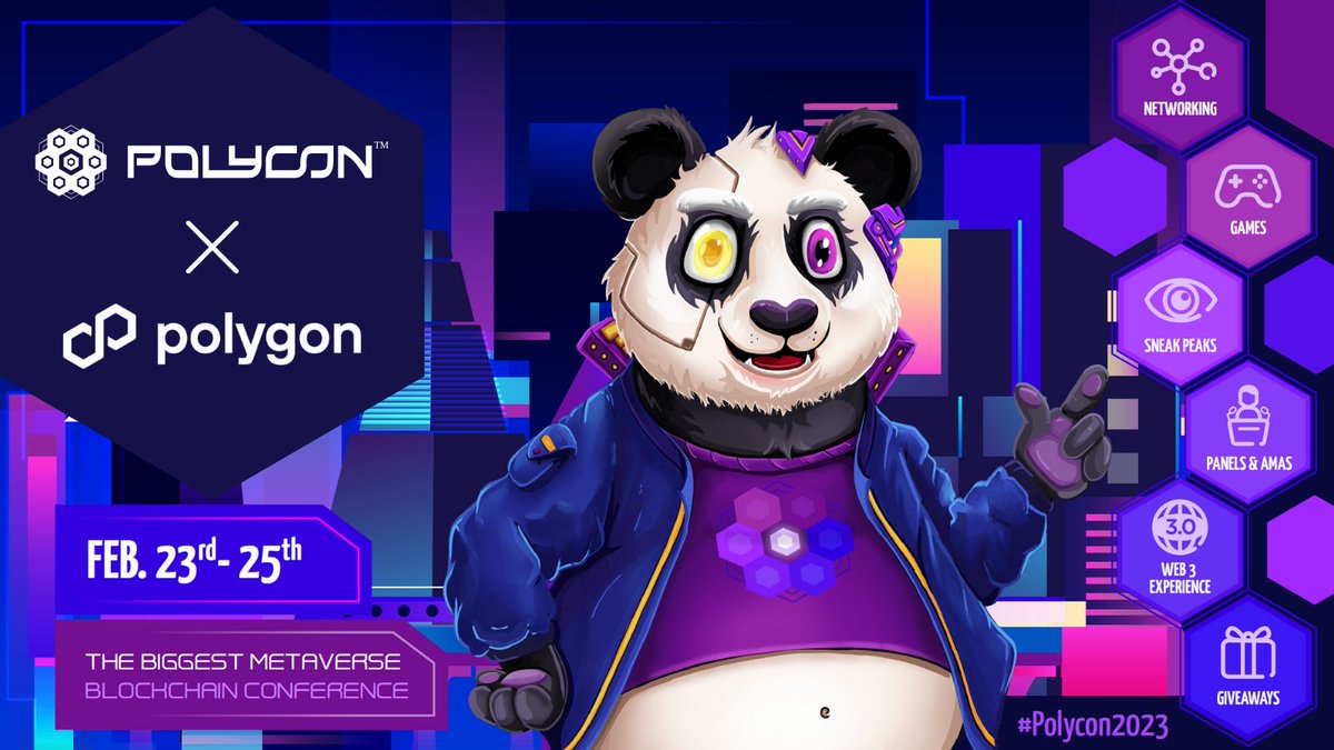 PolyDoge's tweet image. 🪩Feb 23rd -25th @PolyDoge and @0xPolygon celebrate in the metaverse together!

🏆 Packed with tons of value, activities and experiences! 

Join us to feel the Purple Wave! 💜🌊🌊🌊

🧵MEGA Thread below👇

👀Get more details here: bit.ly/3IifGd7

#POLYCON2023